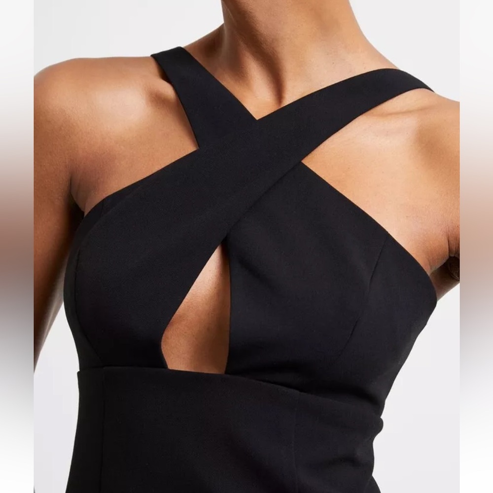 BCBGMAXAZRIA  CARLY CUTOUT  V-NECK PENCIL MIDI DRESS - Picture 7 of 11